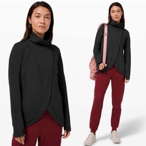 Lululemon Rulu Rally Wrap Black Soft Cardigan Snap Athleisure Yoga Size 4